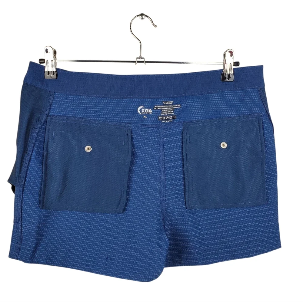 ZYIA Active Blue Performance Athletic Shorts XL Drawstring Pockets